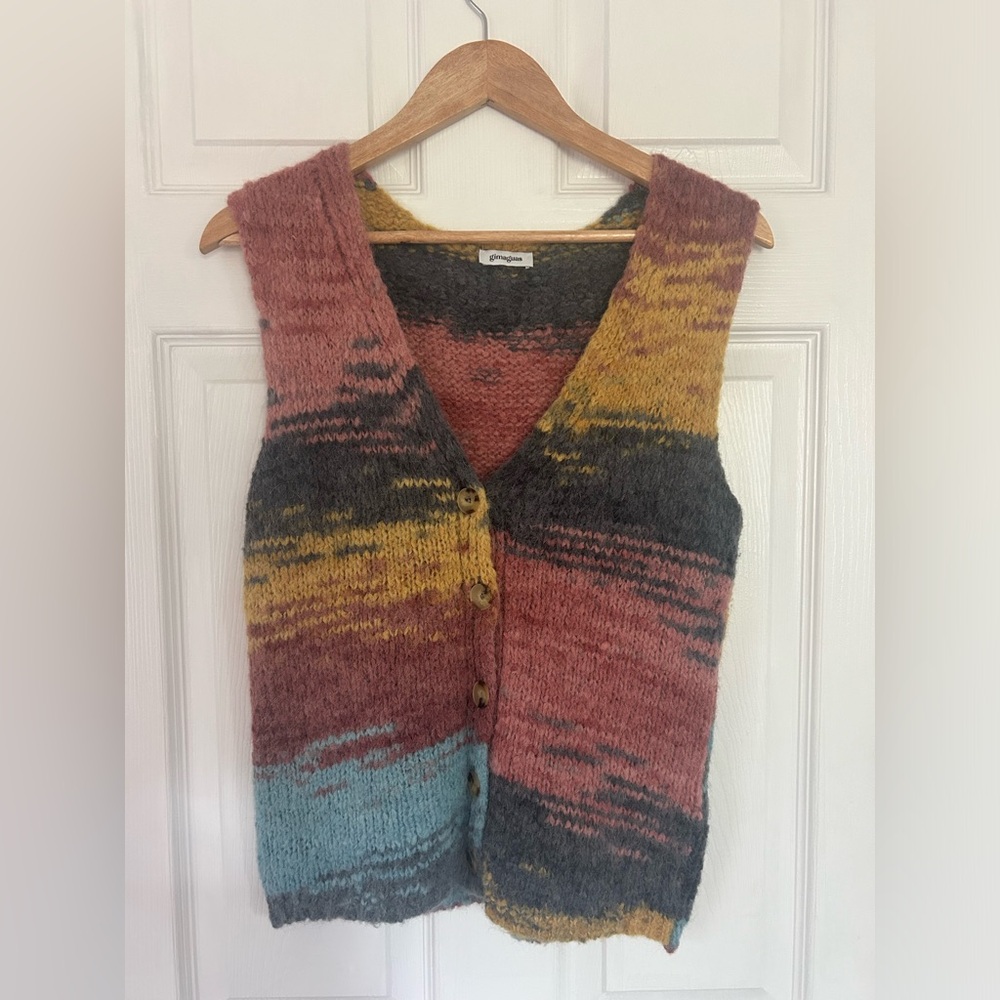 Gimaguas Multicolor Knit Vest in Rust, Mustard & Teal